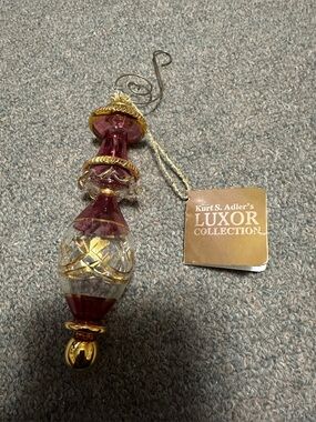 Vintage Kurt Adler Luxor Collection Ornament Egyptian Glass  24K Gold Trim 1990s